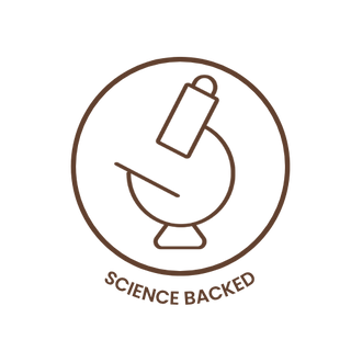 Microscope icon with the words 'SCIENCE BACKED' below it