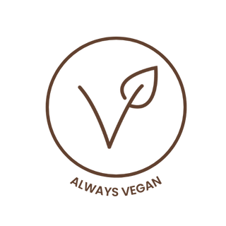 Vegan certification symbol with a leaf and the text 'ALWAYS VEGAN'