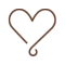 Hand-drawn brown heart outline with a small dot at the lower-right