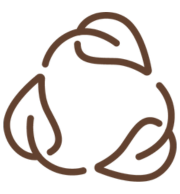 Stylized recycling symbol with three curved leaves forming a triangle